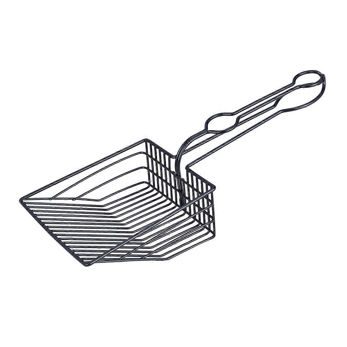 Cat Litter Cleaning Metal Scoop with Comfortable Handle for Rapid Sifting and 1 Piece Black