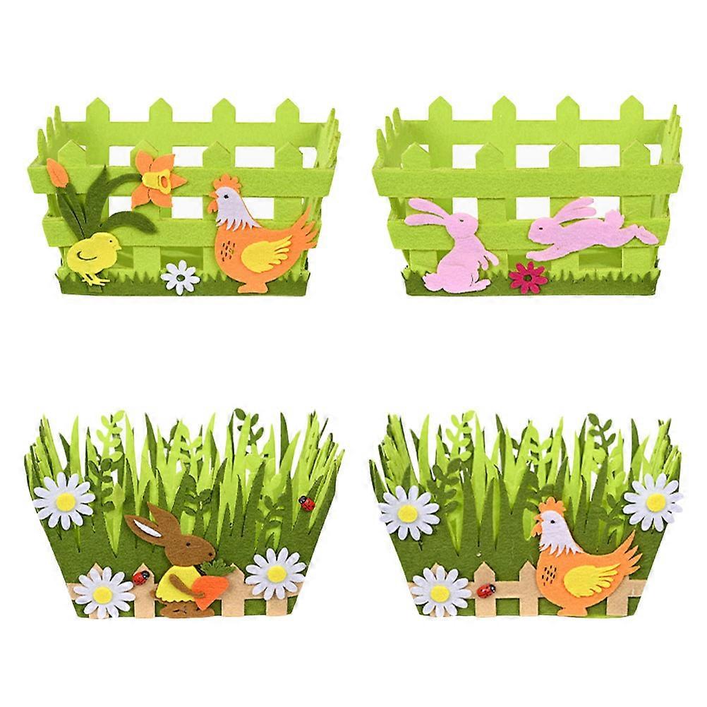 Decorative Easter Egg Basket Made Of Non-Woven Fabric Perfect For Garden Ornaments 4 Pcs In Green Color