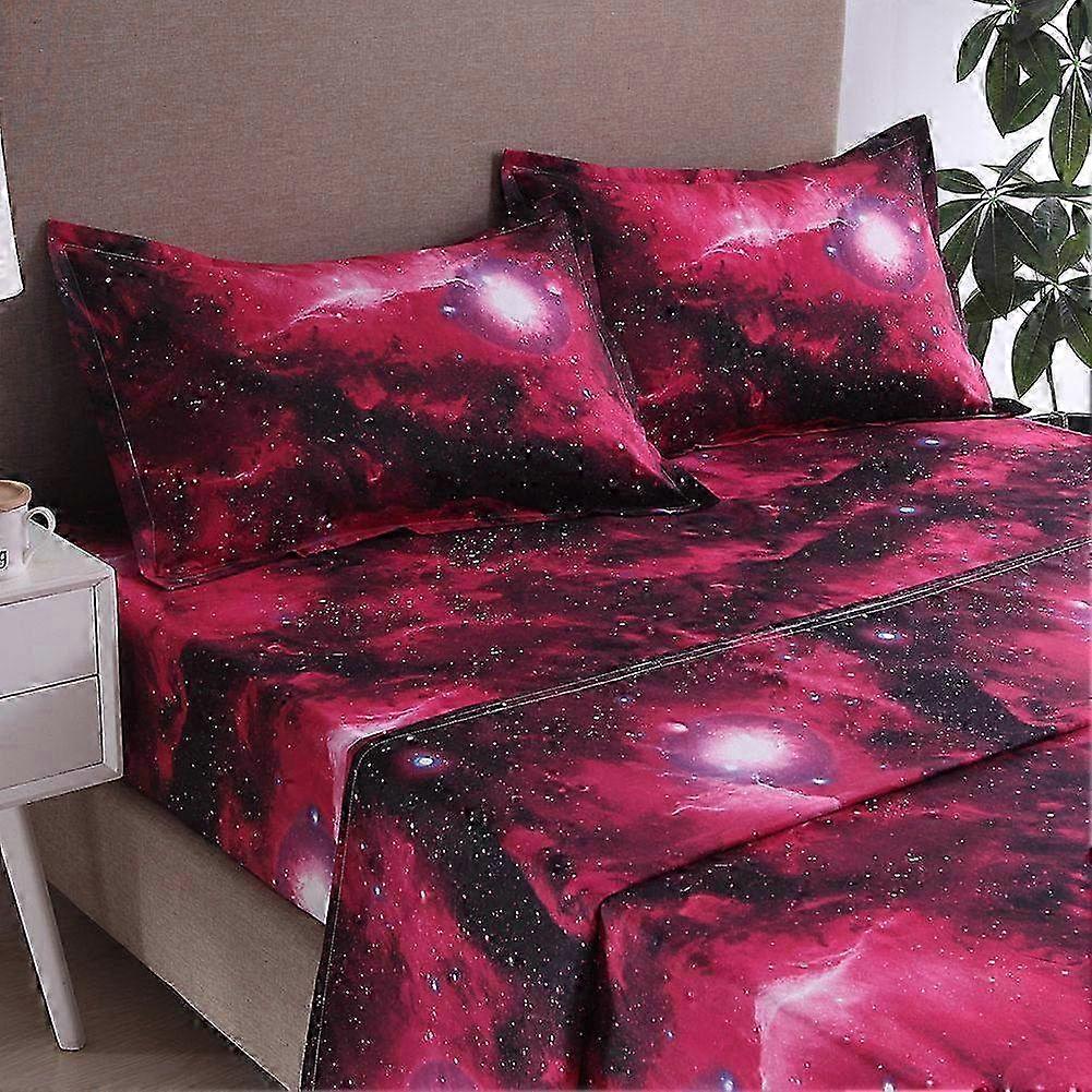 3D Printed Sky Flat Fitted Sheet & Pillowcase Bed Cover Set - 3-Piece or 4-Piece King Size Bedding Set