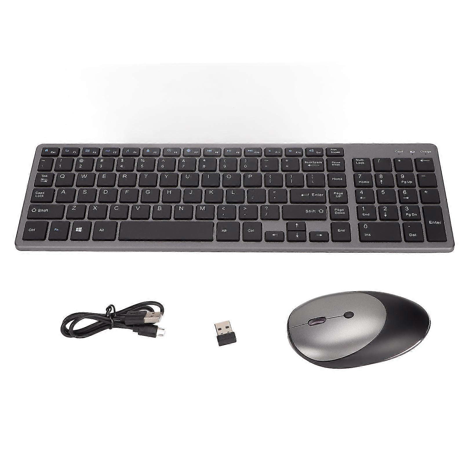 2.4GHz Wireless Keyboard and Mouse Combo - Rechargeable Set for PC and Laptop - Ergonomic Design for Comfortable Typing