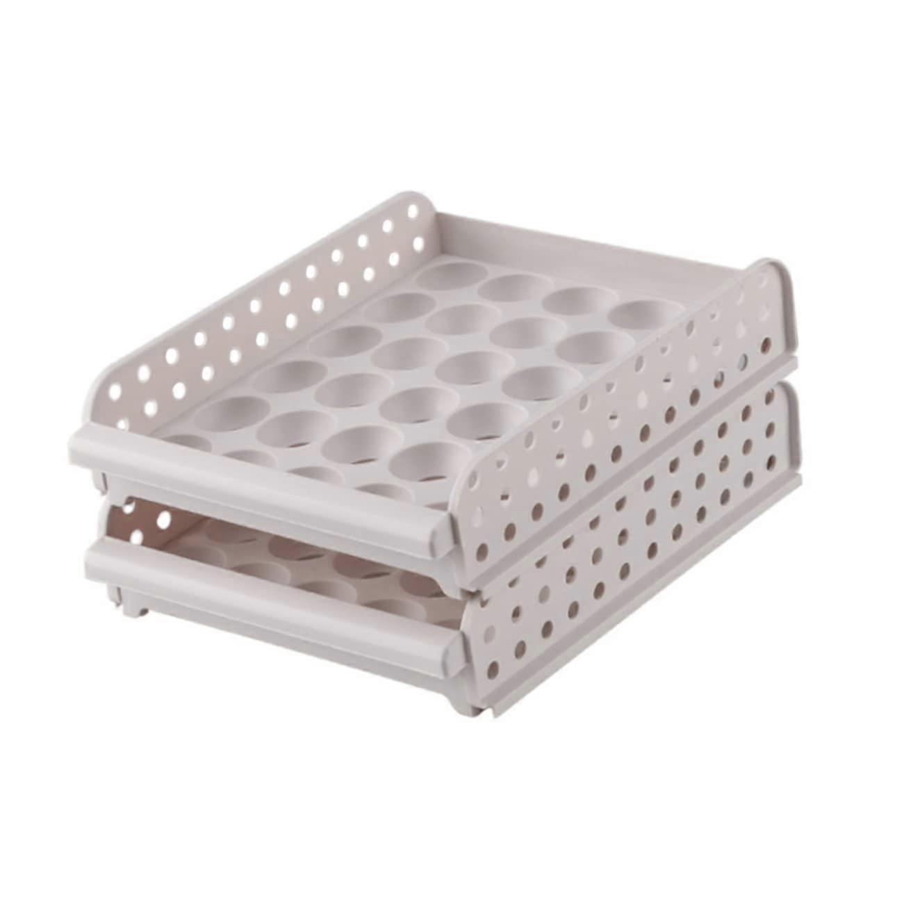 Egg Holder Refrigerator Organizer - Large Capacity Double-Layer Stackable Storage Box for Kitchen and Restaurant Use
