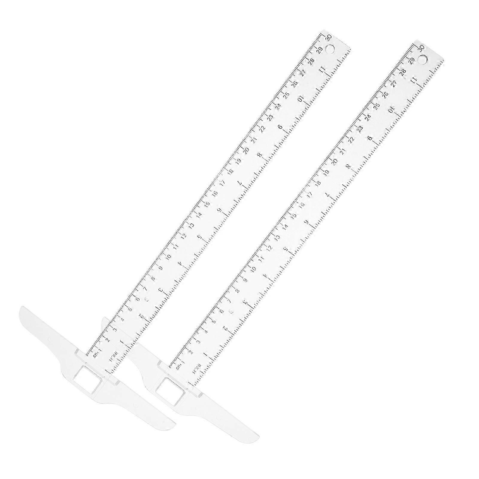 Square Ruler Measuring Ruler Office Use 30x15x0.2cm Double Side Centimeter Scale 2Pcs