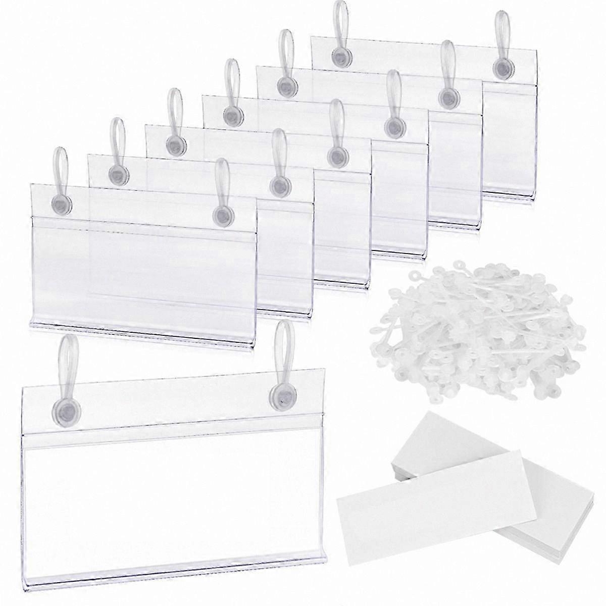 100 Pack Transparent Label Holders for Wire Shelving and Pricing Tags