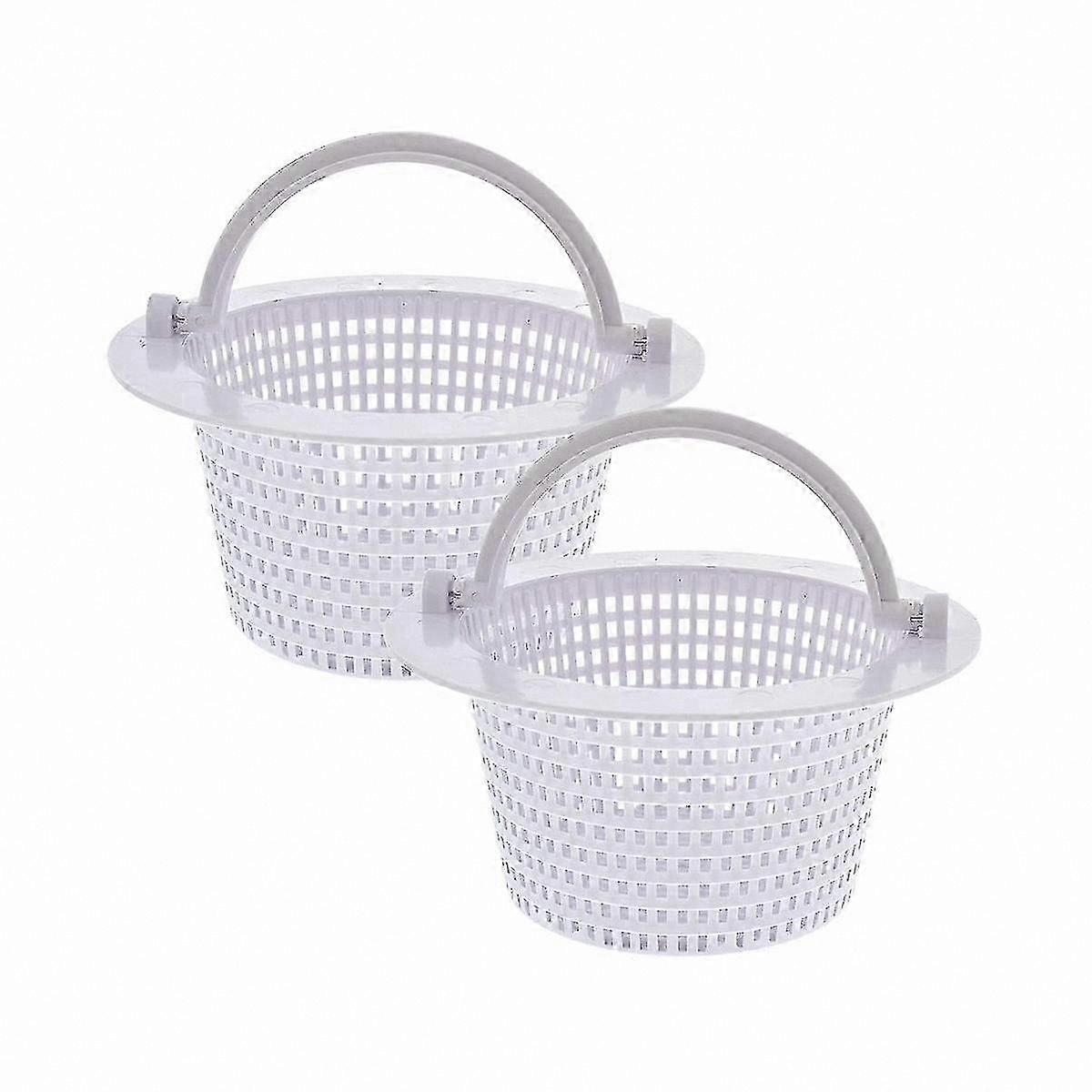 Pool Skimmer Basket Replacement with Handle, 2-Pack for Above Ground Thru-Wall Use