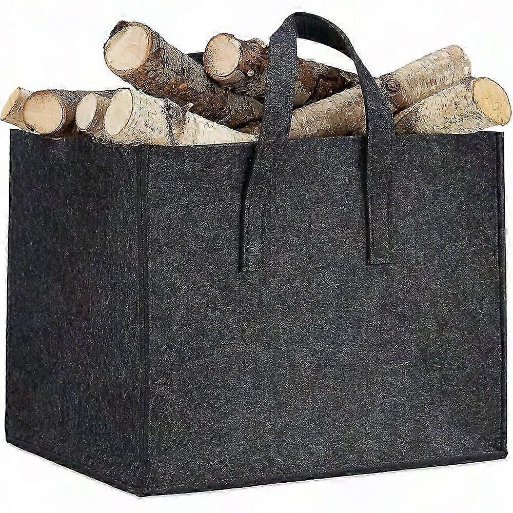 Felt Firewood Basket Foldable Anthracite for Fireplace Storage