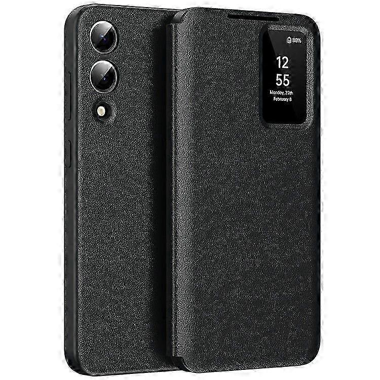 Galaxy S25 Edge Case with Card Holder & Smart View Window - Leather Phone Cover