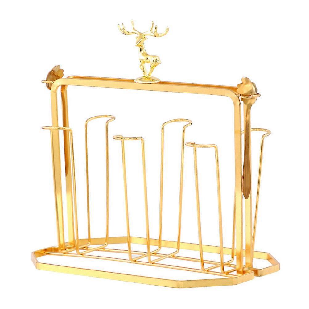 Multifunctional Kitchen Drainer Shelf For Efficient Drying And Cup Storage In Golden Finish 1Pcs