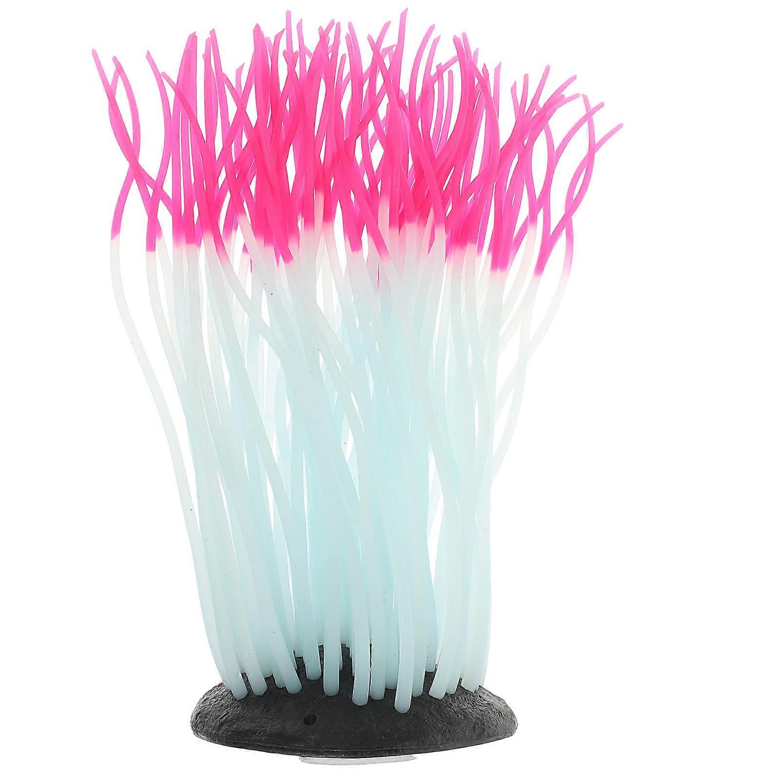 توهج في زخرفة سيليكون شقائق النعمان لأصحاب أحواض السمك ديكور تحت الماء اللون الوردي 1 مجموعة