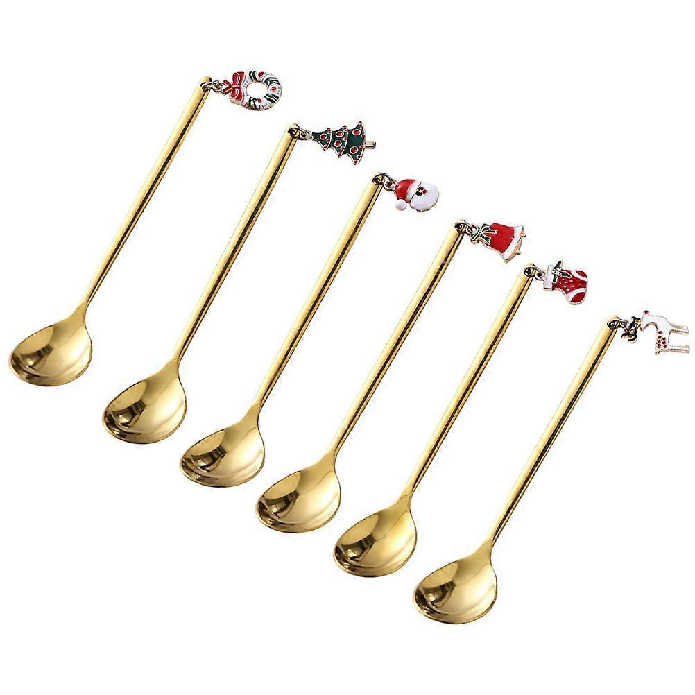 Golden Coffee Spoon with Mirror Finish for Home Use Made of Stainless Steel 6 Pieces