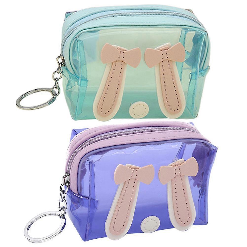 2pcs Coins Card Holder Wallet Multifunction Coin Purse Portable Change Storage Pouch