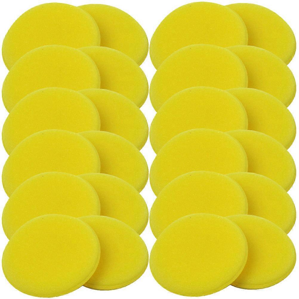 Round Polishing Sponges 24Pcs Yellow Wax Applicator Pads For General Machine Cleaning 10x10cm