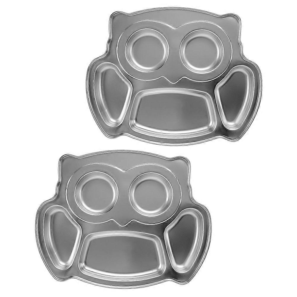 Food Divided Plate 2Pcs Stainless Steel Toddler Plates With Design Perfect For Barbecue And Home Dining