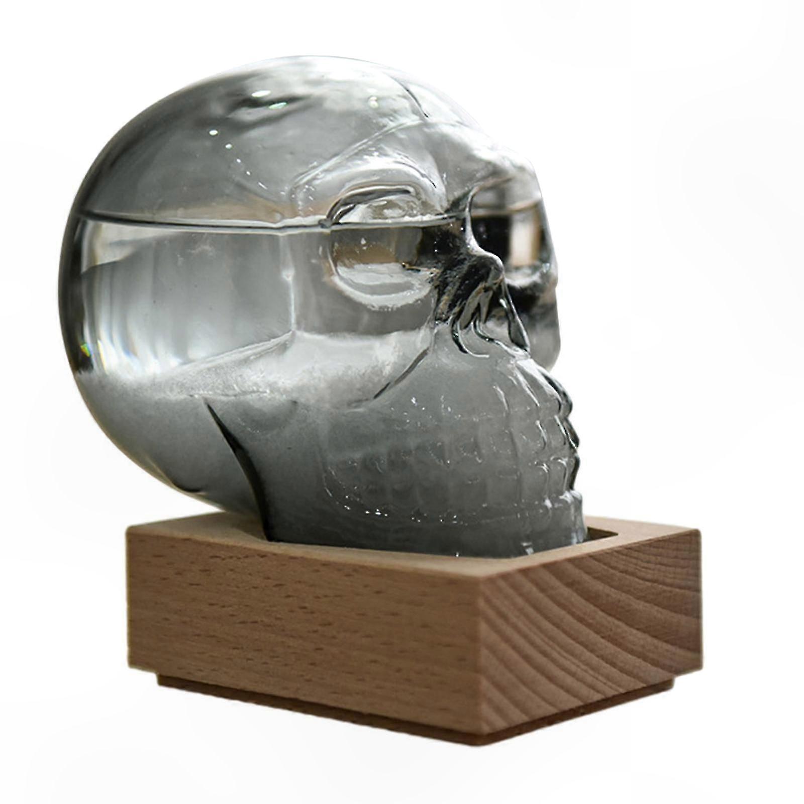 Crystal Weather Predictor Storm Glass, Unique Skull Design Barometer in a Decorative Bottle for Home and Office Use