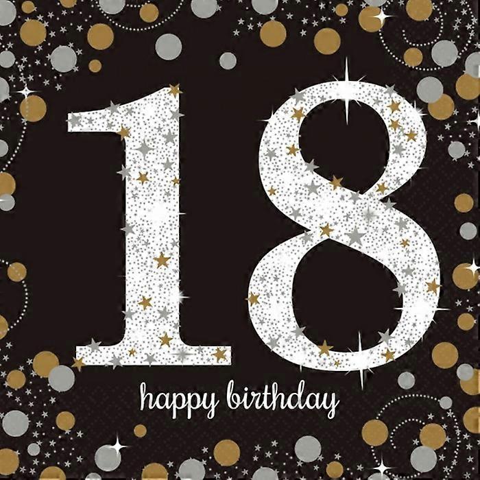 Amscan Sparkling Gold 18th Birthday Celebration Napkins (Pack Of 16)