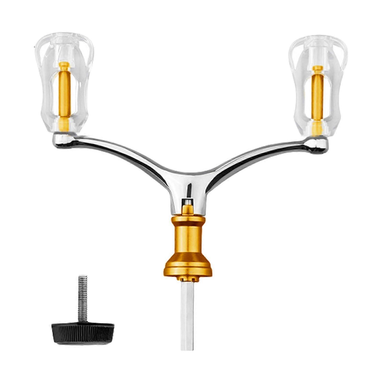 Baitcast Reel Handle Aluminum Alloy - Replacement Two-Piece Handle, Transparent Gold, For Baitcast Reels