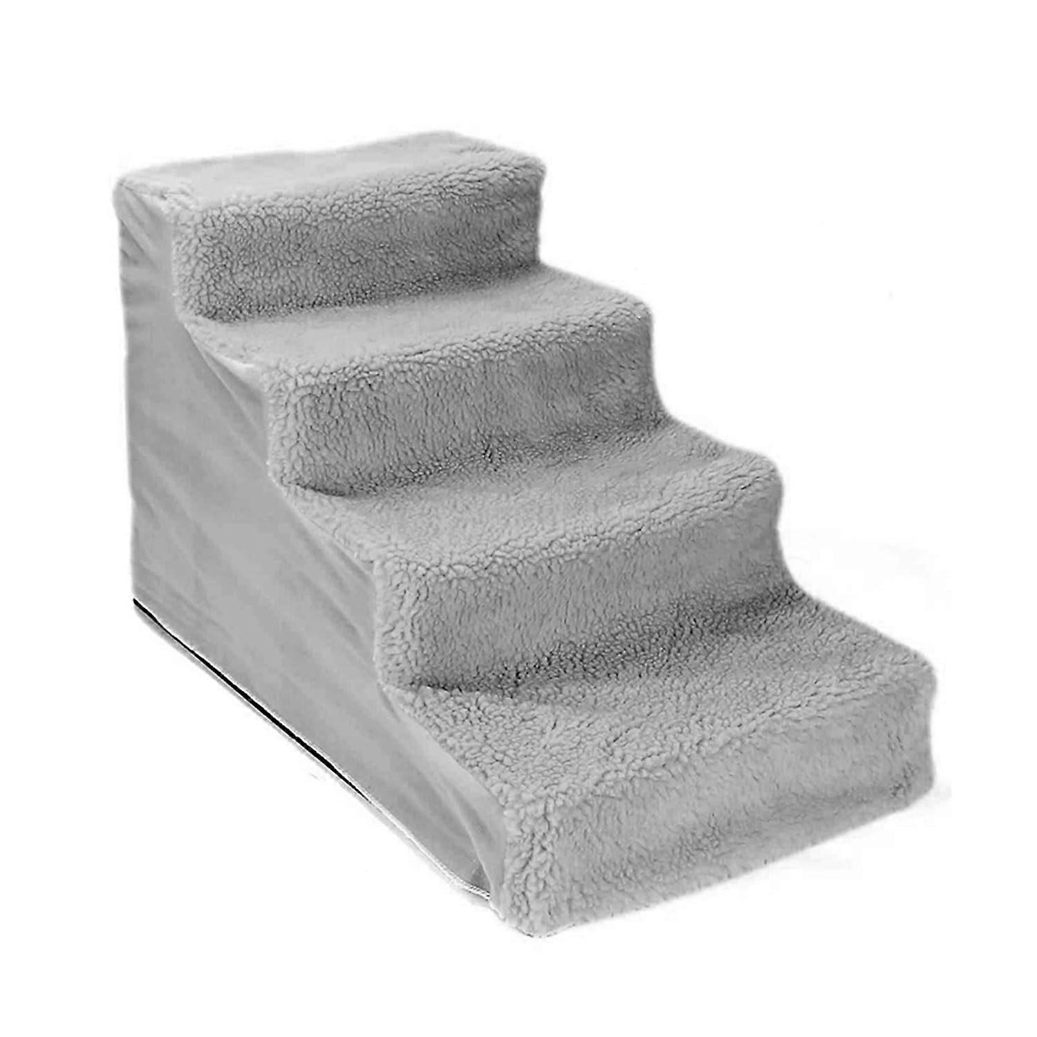 Pet Steps 4-Step Dog Stairs For Sofa, Washable Plush Cover, Easy Access For Dogs And Cats, Grey