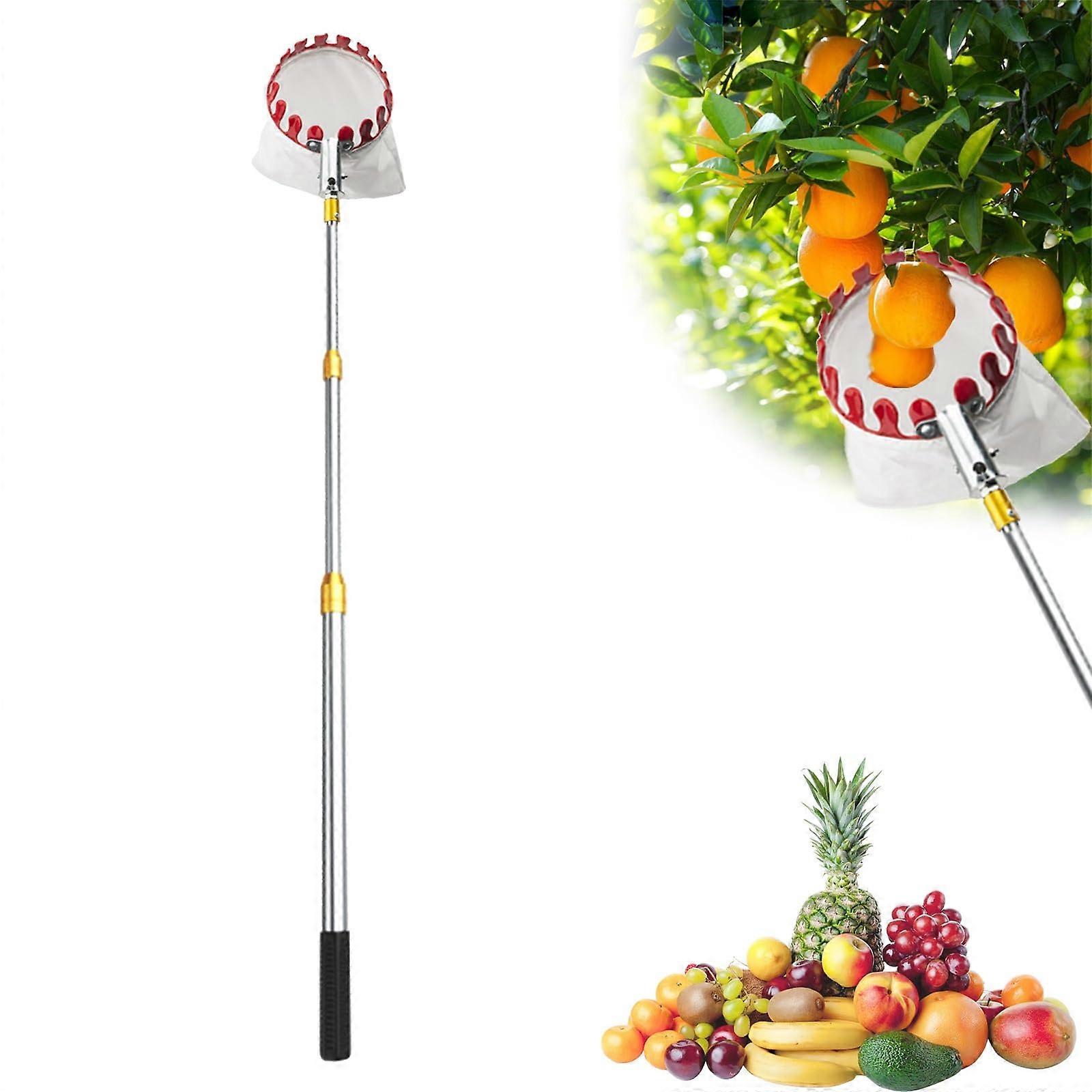 Apple Picker with Extension Rod 210m, Telescopic Fruit Gripper with Basket (2.1m)
