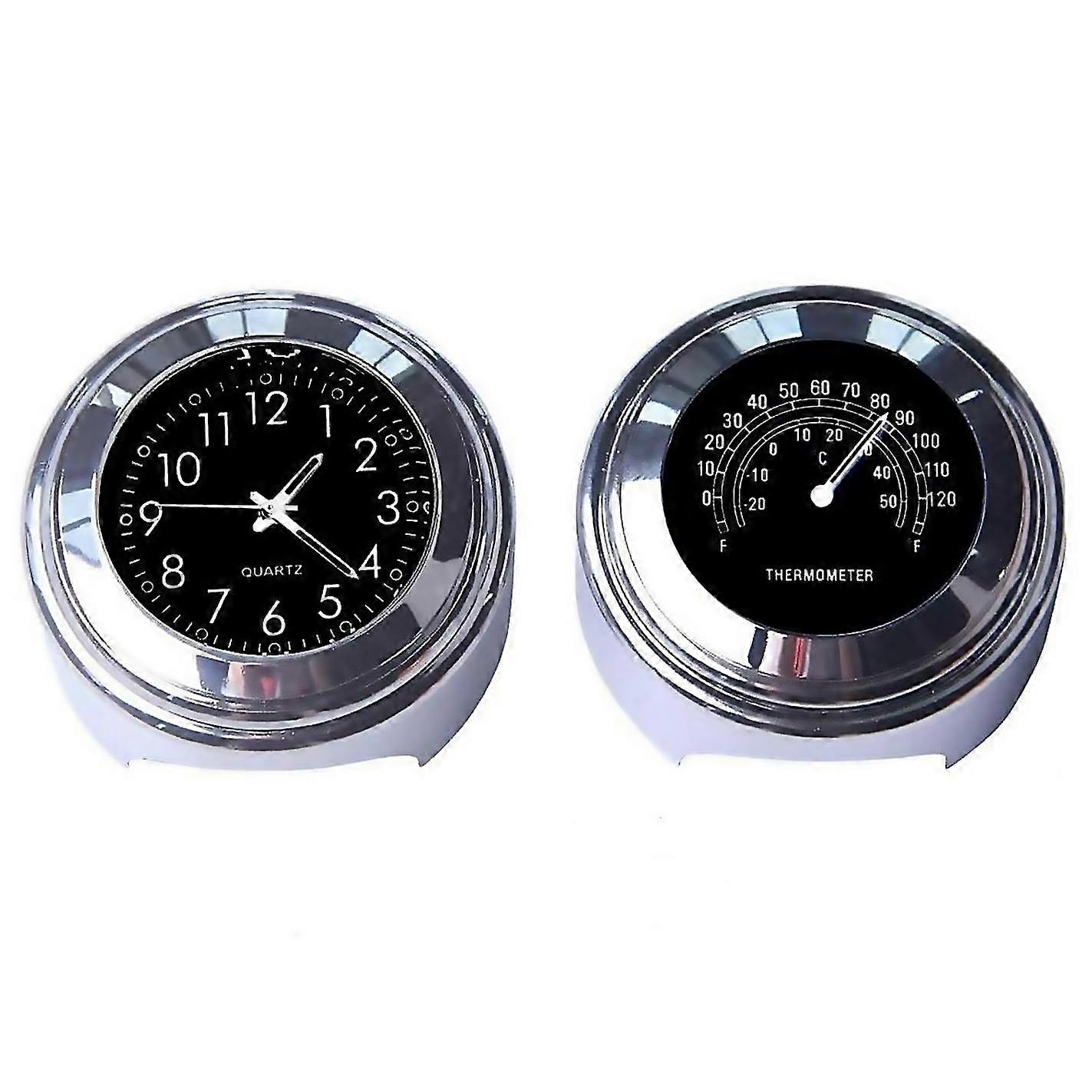 2pcs Motorcycle Quartz Clock And Thermometer 78inch Waterproof