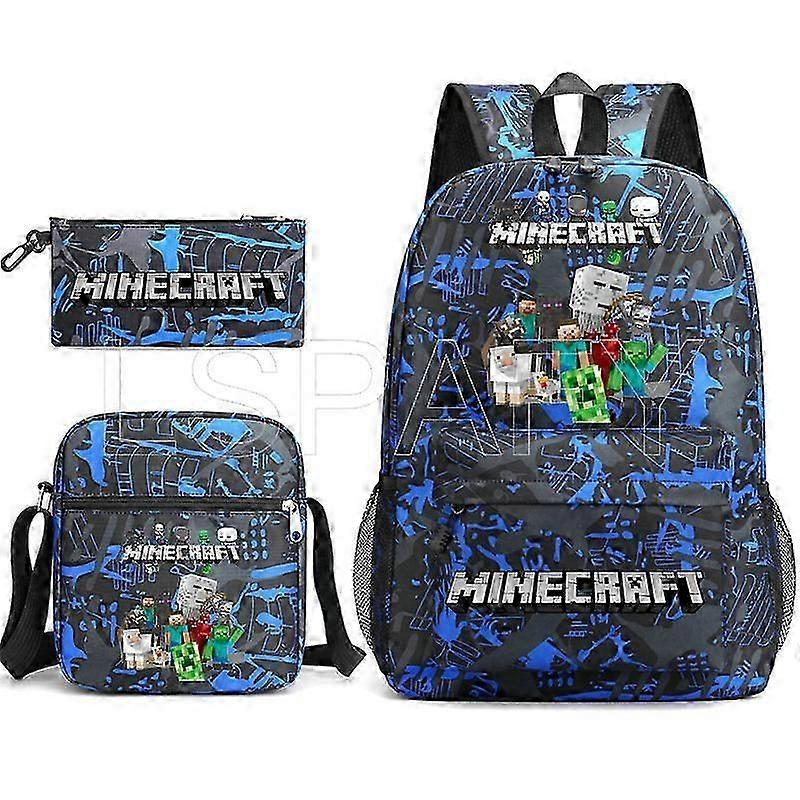 3PCS MINECRAFT σακίδιο κινουμένων σχεδίων παιδιά αγόρια κορίτσια σχολικές τσάντες ελαφρύ μαθητές αδιάβροχο μεγάλης χωρητικότητας σακίδιο jm