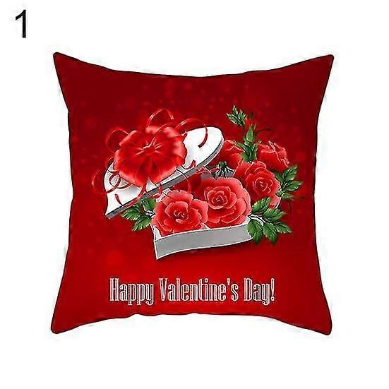 Unbrand Happy Valentine Day Heart Flower Throw Pillow Cushion Cover Case Home Sofa Decor