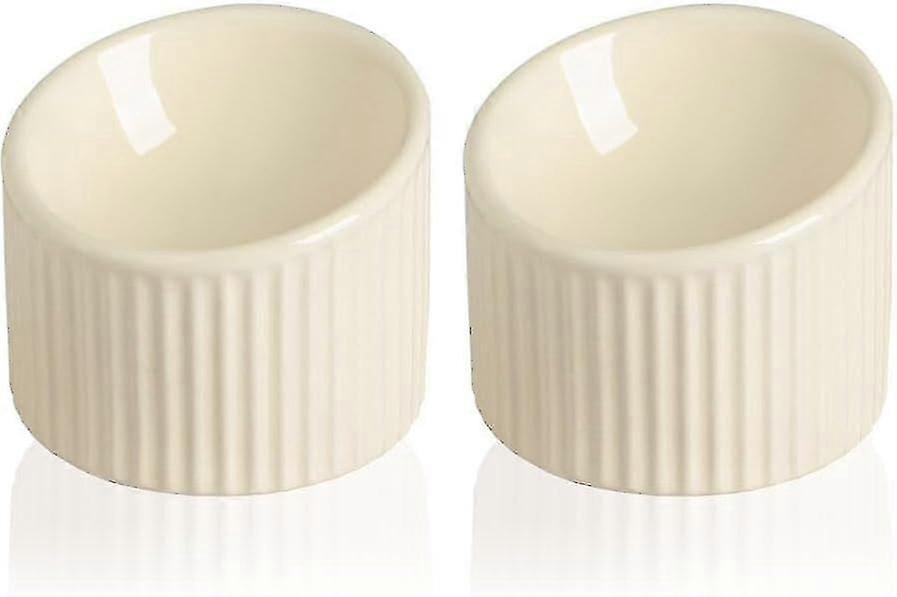 Erhöhte Katzennäpfe, gekippte, flache Futter- und Wassernäpfe für Haustiere, Wirbelsäulenschutz, 200 ml Beige