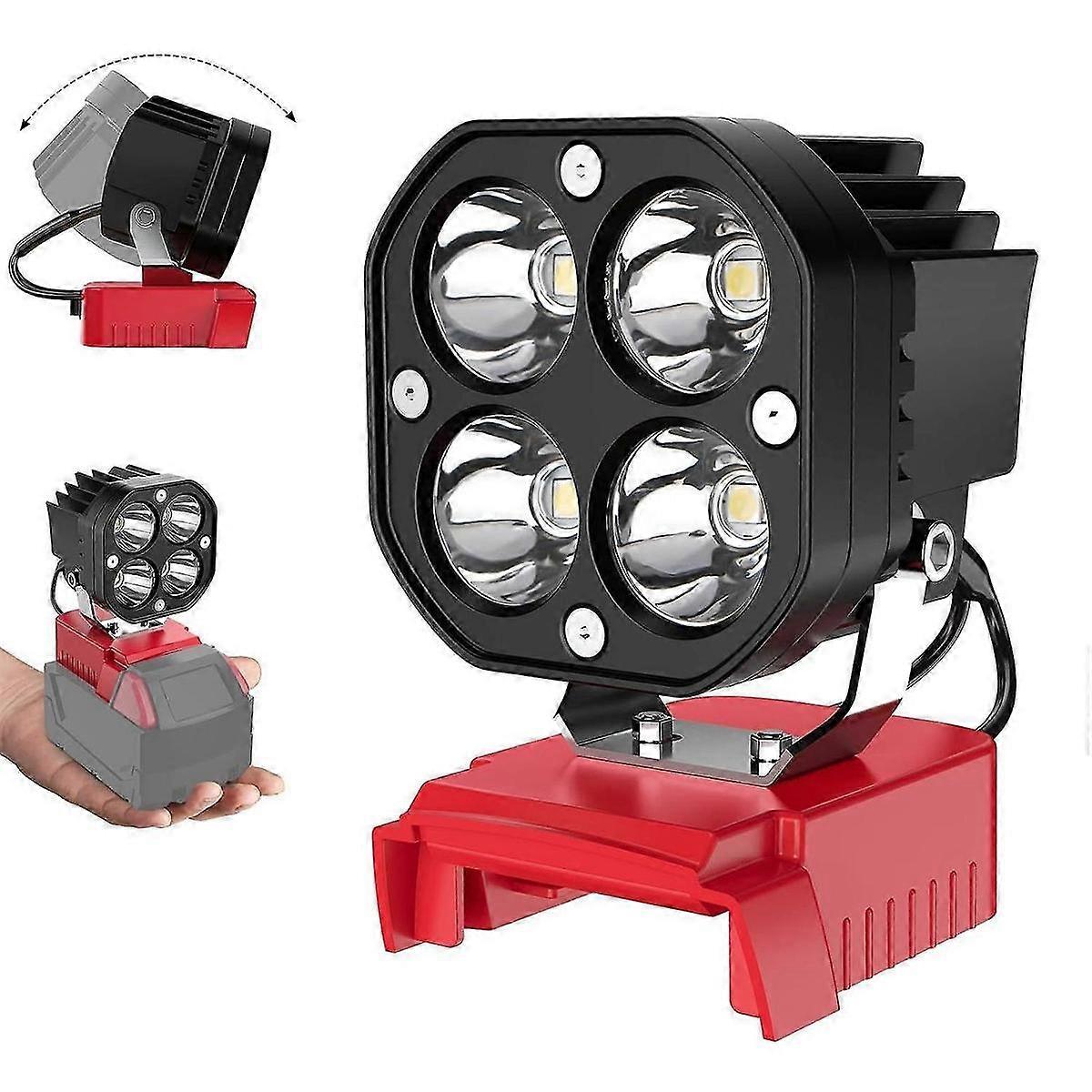 LED Work Light suitable for Milwaukee M18 18V Battery, 40W 6000LM Flashlight
