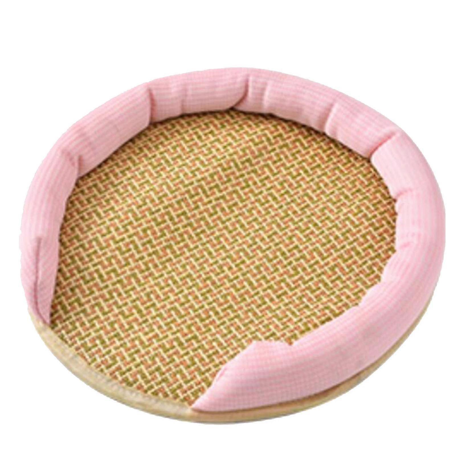 3D Waterproof & Nonslip Rattan Pet Cooling Mat for Cats and Dogs - Washable Summer Bed in Pink