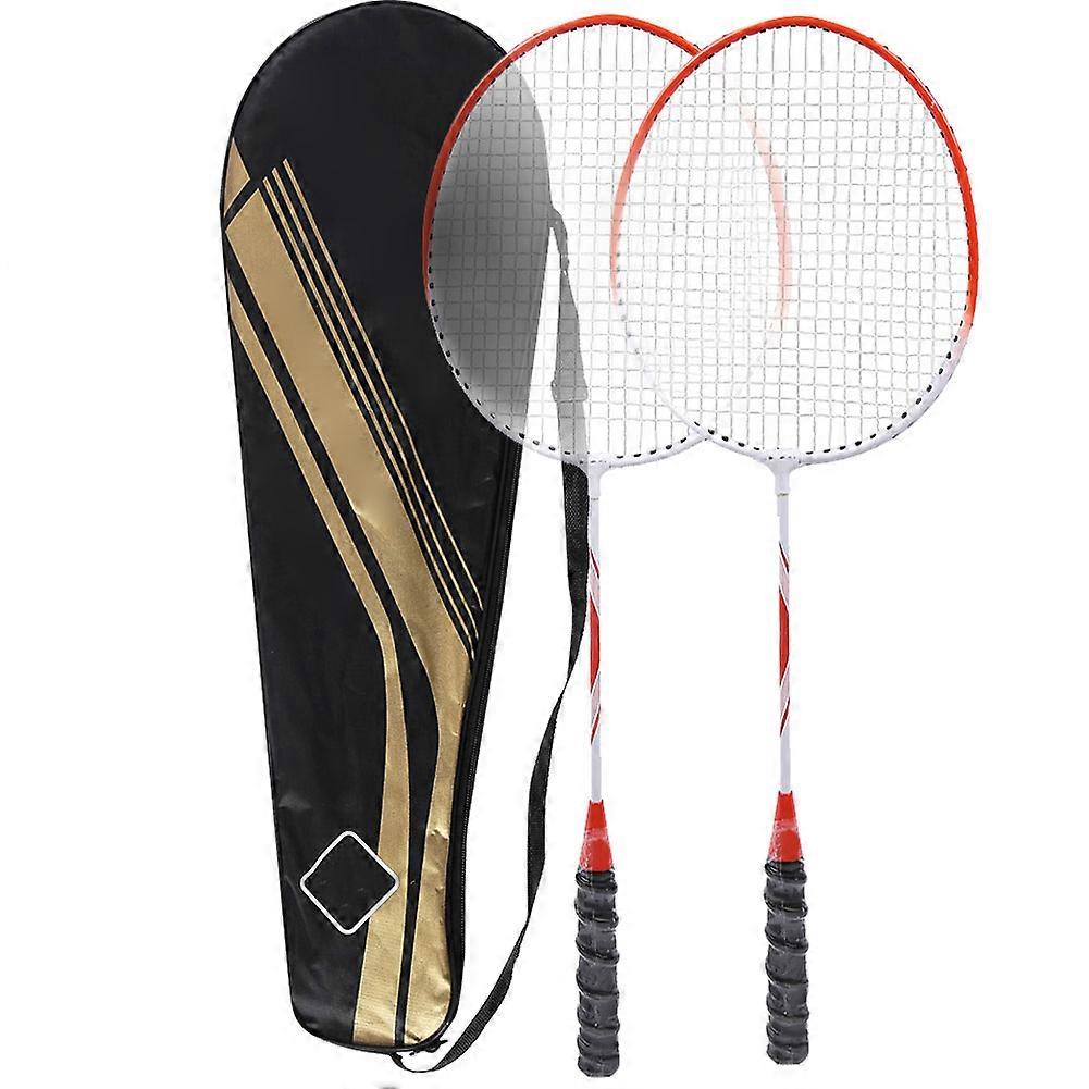 2 stks kinderen aluminiumlegering wit en geel badminton racket trainingsrackets met tas