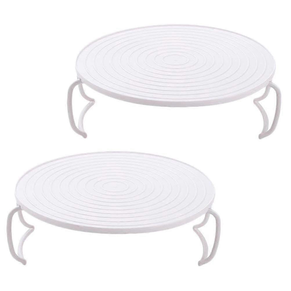 2025 2 Pieces Microwave Plate Stackers Plastic Microwave Trays Multipurpose Microwave Rack Tiered Food Rack Round Cooling Stacker White