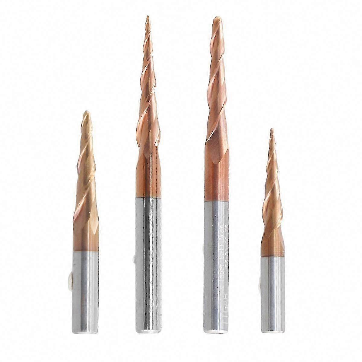4PCS Carbide Spiral Tapered Ball Nose End Mill 6mm Shank Router Bit for Woodworking CNC Carving and Milling Cutter