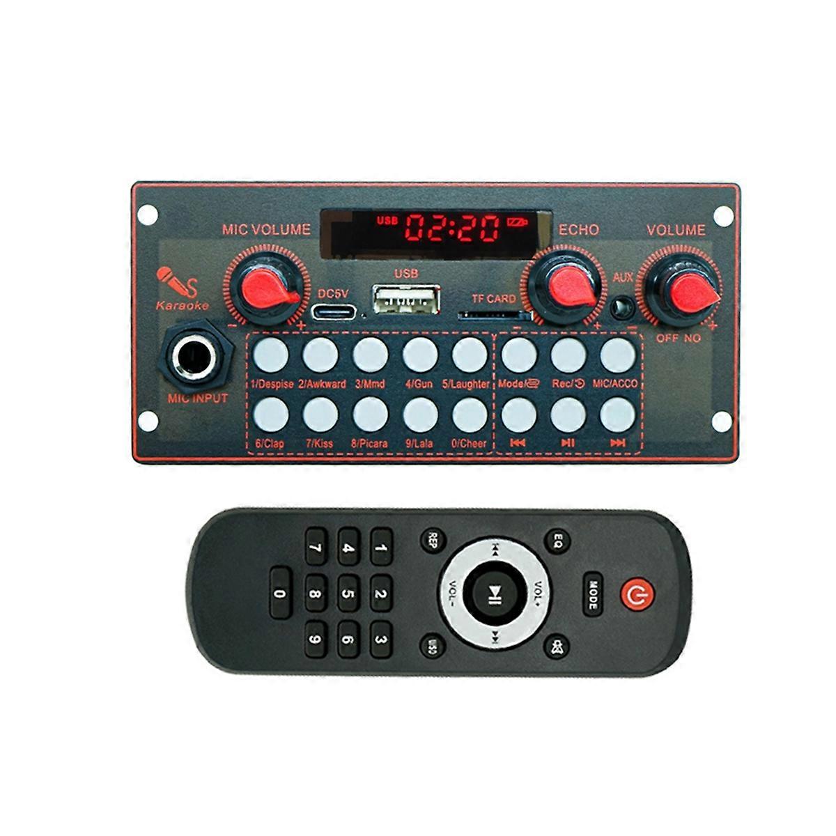 MP3 DecoderBoard 2x10W 20W Amplifier Audio Player 5V DIY MP3 Player Car FM Radio Module TF USB Mic Record Bluetooth5.3 A