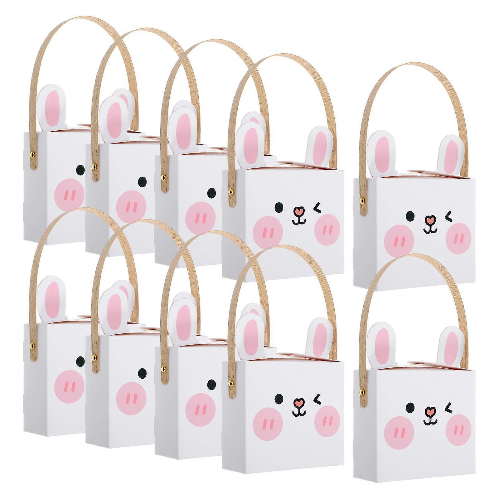 Bunny Party Favors Cute Rabbit Shaped Paper Box for Children Easter Celebration 11.5X10X4CM Portable Handle Design 10Pcs