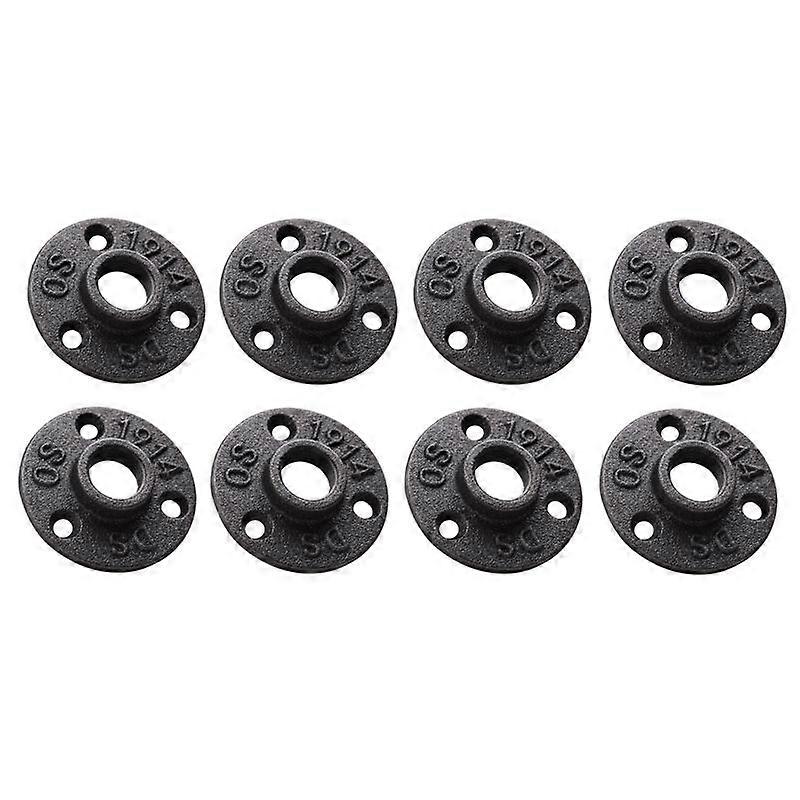 1/2 inch smeedbare gietijzeren pijpflens, 1/2 inch zwarte pijp schroefdraad pijpnippels, 8 stuks