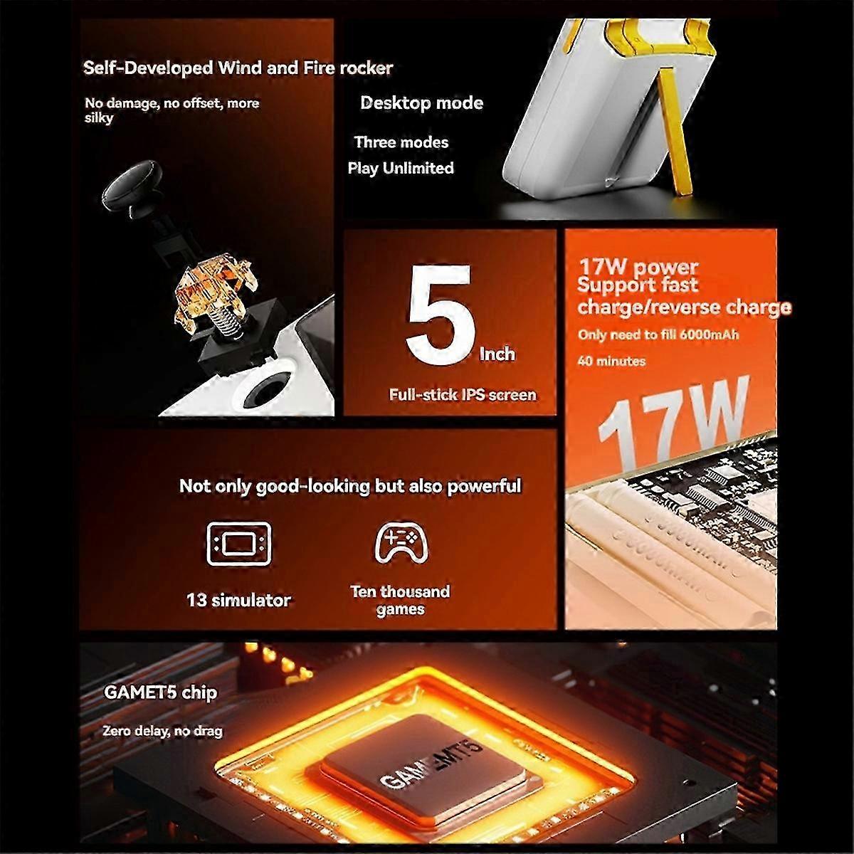 E5 Handheld Video Game Console 32G 10000 Games White and yellow