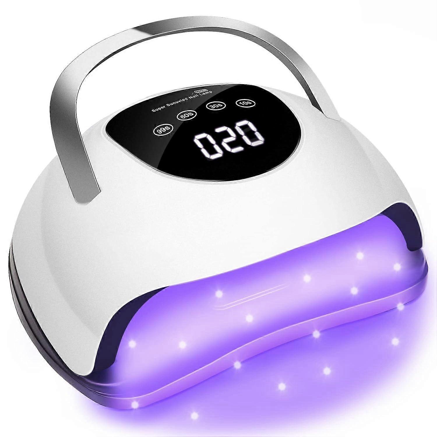 LED Nail Light for Gel Nail Fast Curing Dryer, 4 Timers, Home Salon, White