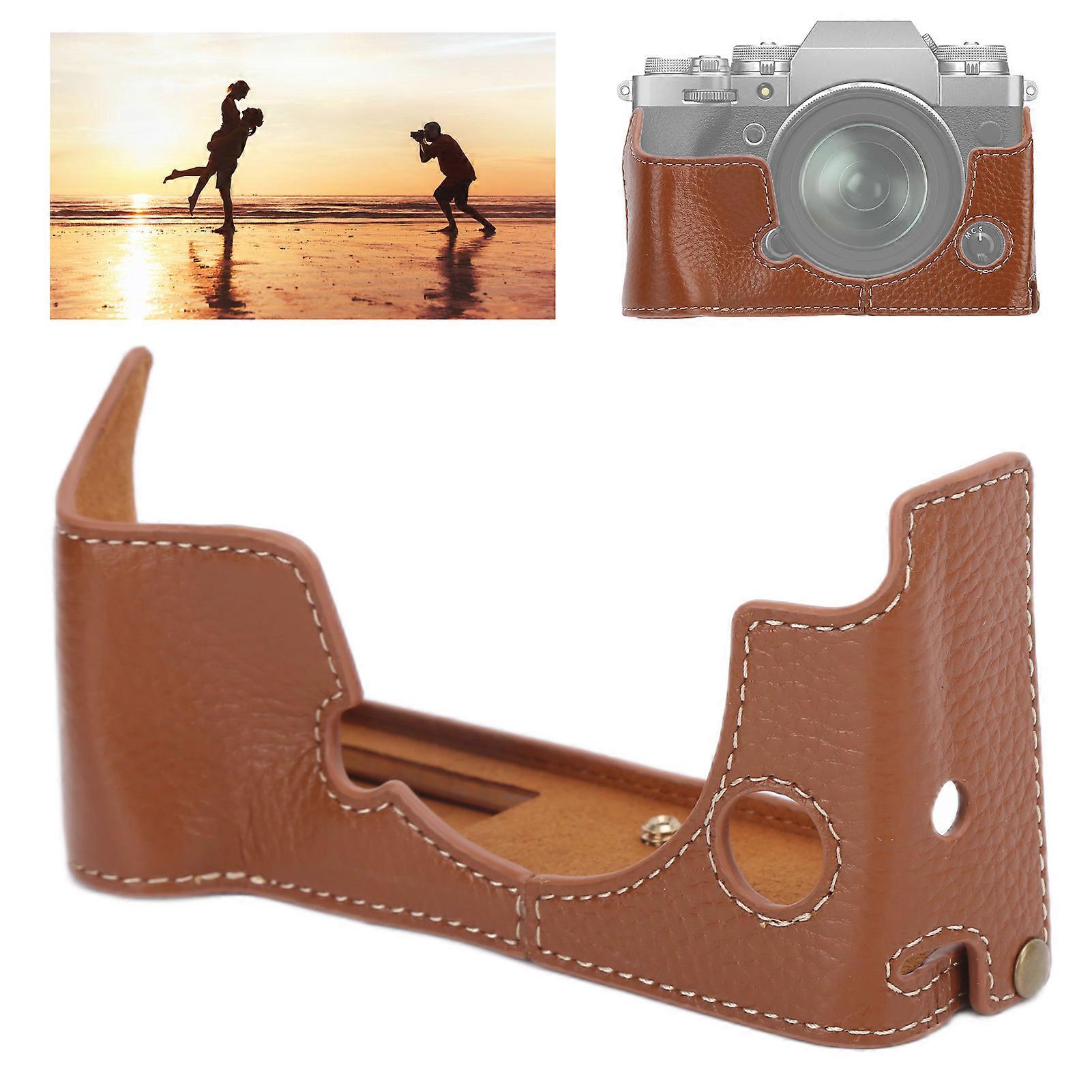 Leather Half Camera Case for XT4 with Battery Access Brown 82g