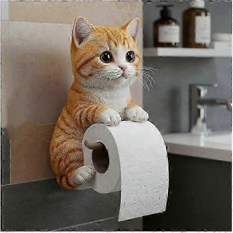 Wall-Mounted Bathroom Paper Roll Dispenser for Cats