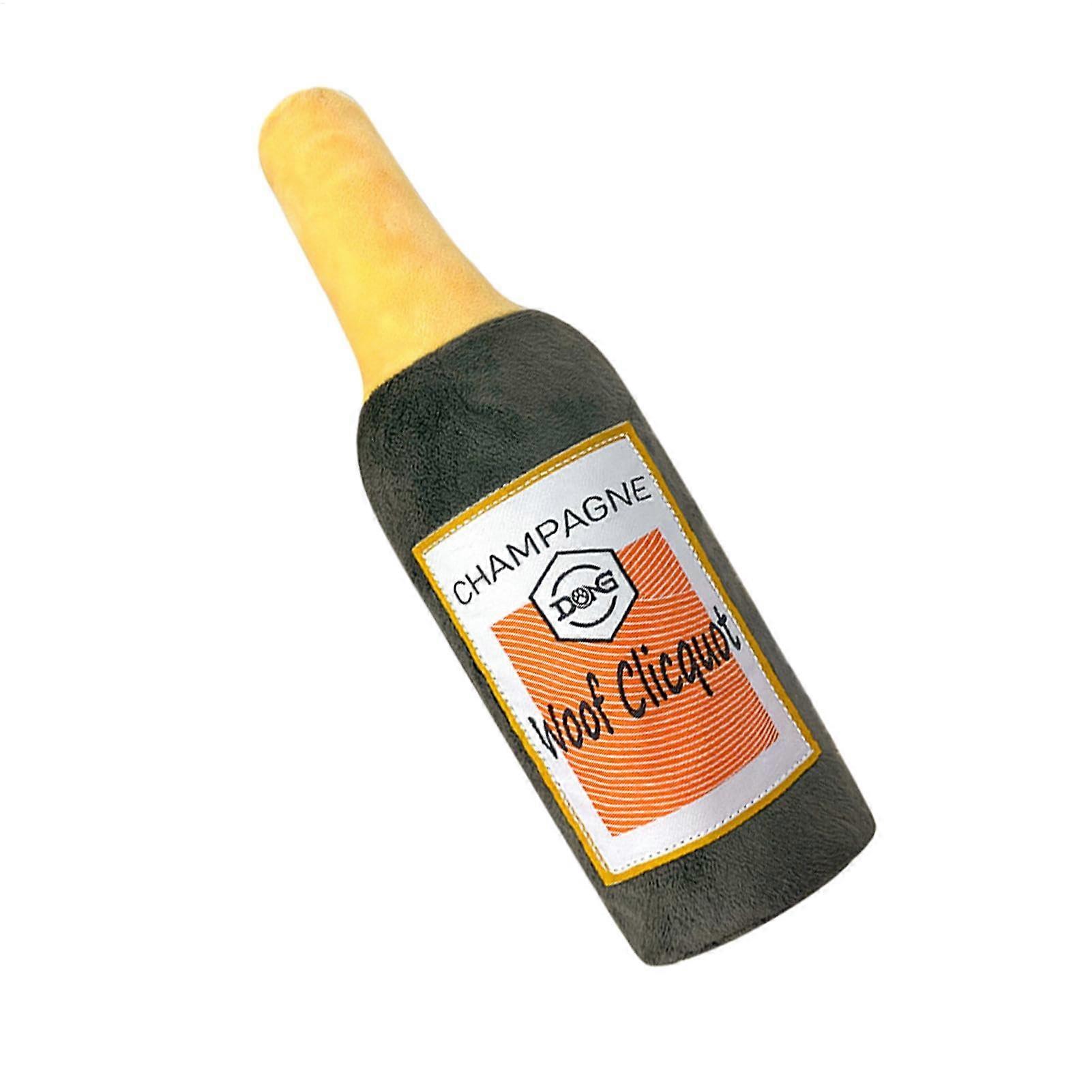 Dog Squeaky Toys Bottle Plush Beer Bottle Chew Toy Interactive Dog Toy for Small Medium Large Breeds Dark Green