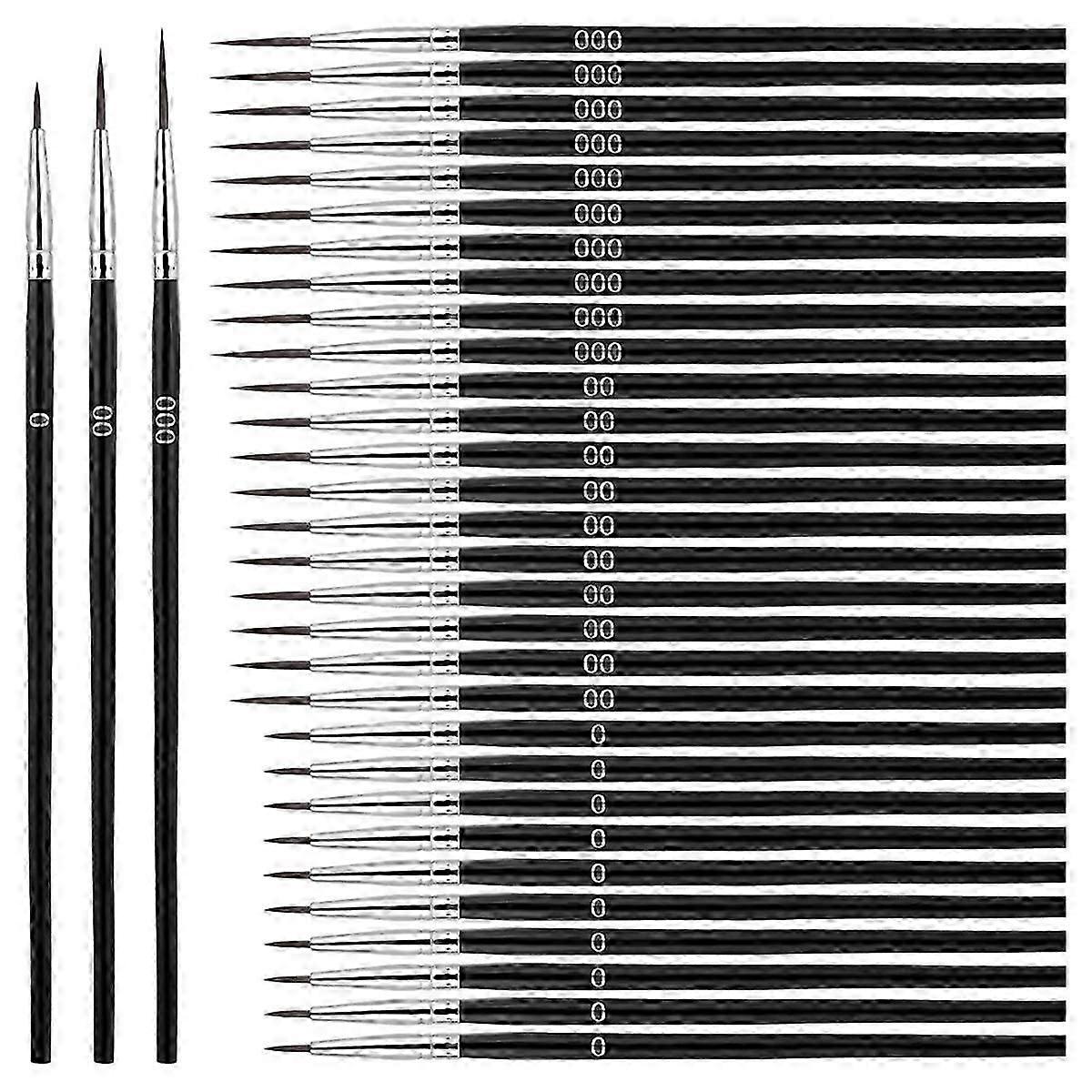 30pcs Detail Brushes, Fine Tip Paint By Number Brushes, 3 Sizes 0 00 00, Model Crafts Painting A