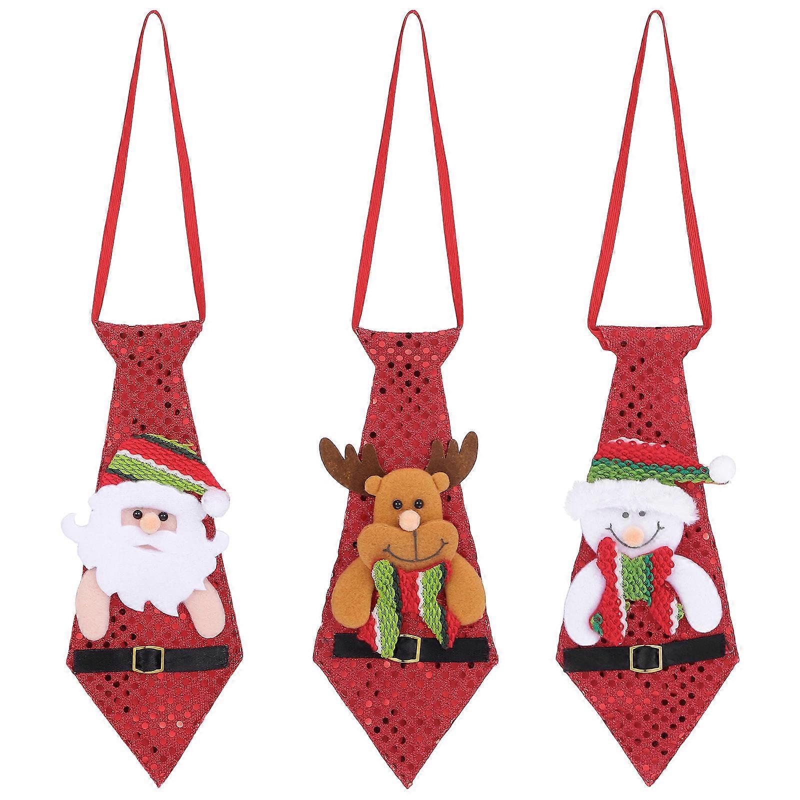 Festive Ties Multi Color Christmas Supplies Bow Shape Party Style 15.7×3.9×0.2in 3Pcs