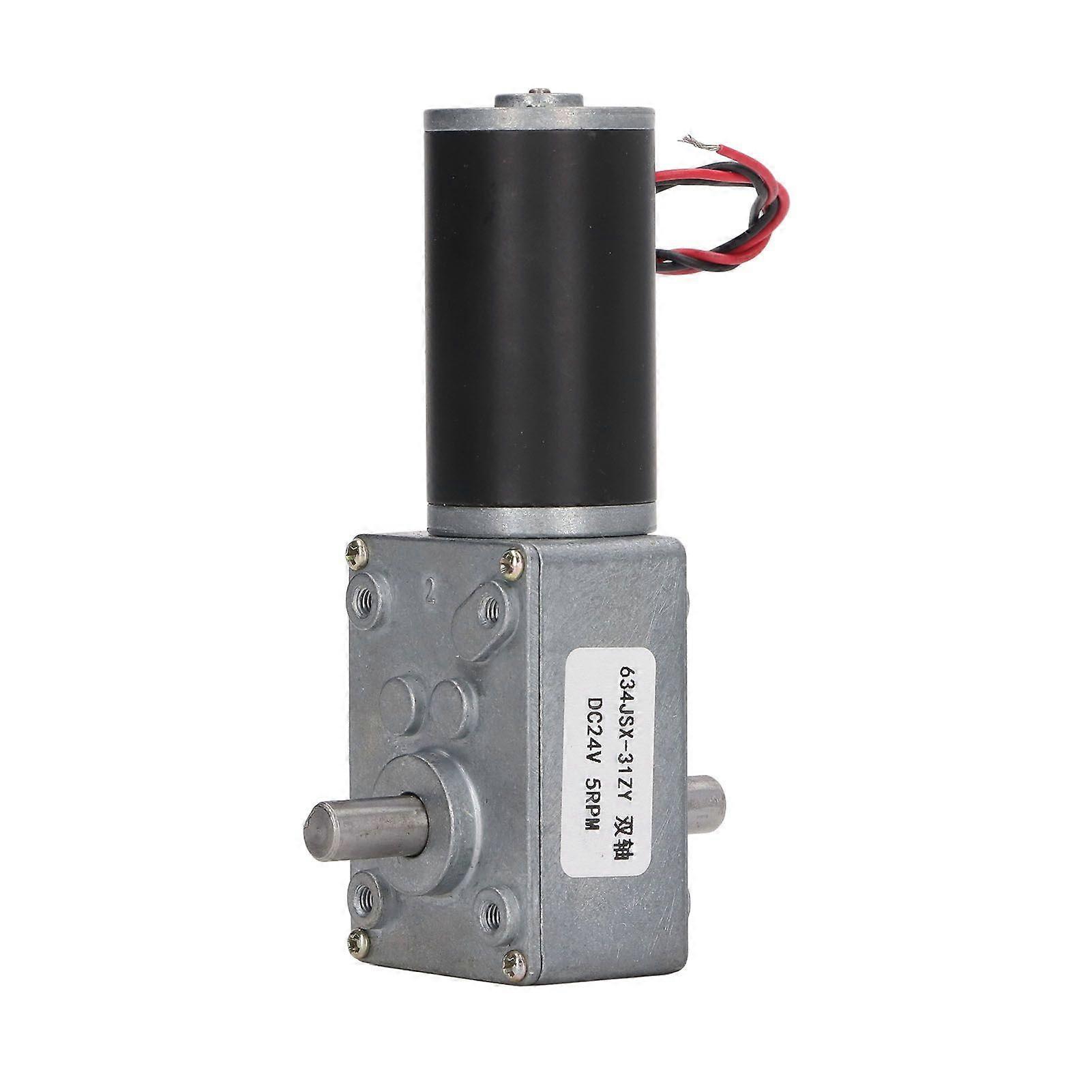 Gear Motor DC 24V Speed Reduction Self Locking Dual Shaft Reversible Worm Geared Motor 5RPM