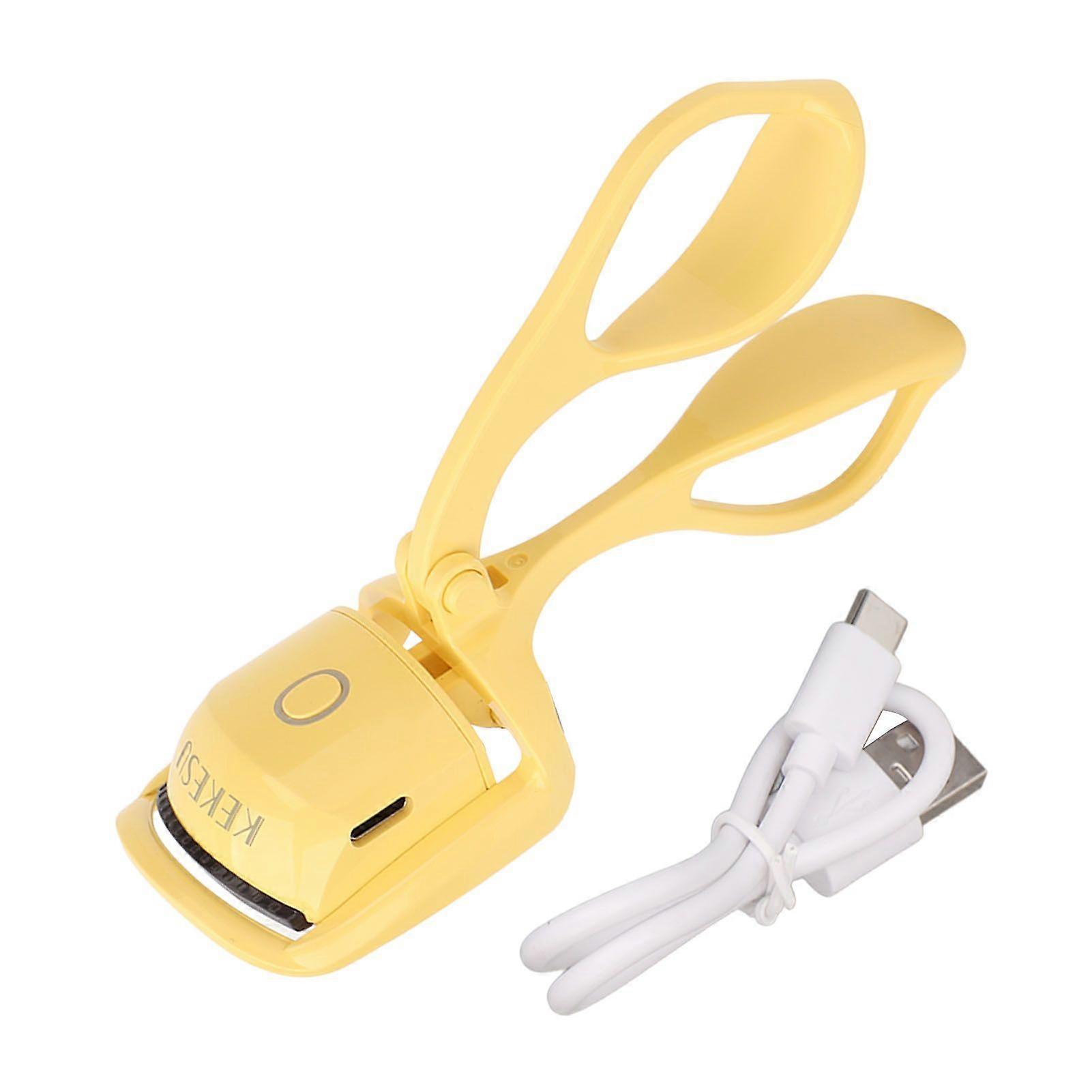 Recourbe-cils chauffant 2 modes de température USB rechargeable Intelligent longue durée Recourbe-cils électrique portable jaune
