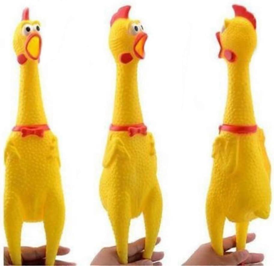 Yellow Rubber Squeezing Screaming Chicken Toy for Dogs - Durable Chew Toy for Pets, Miniature Gag Toy, Funny Design