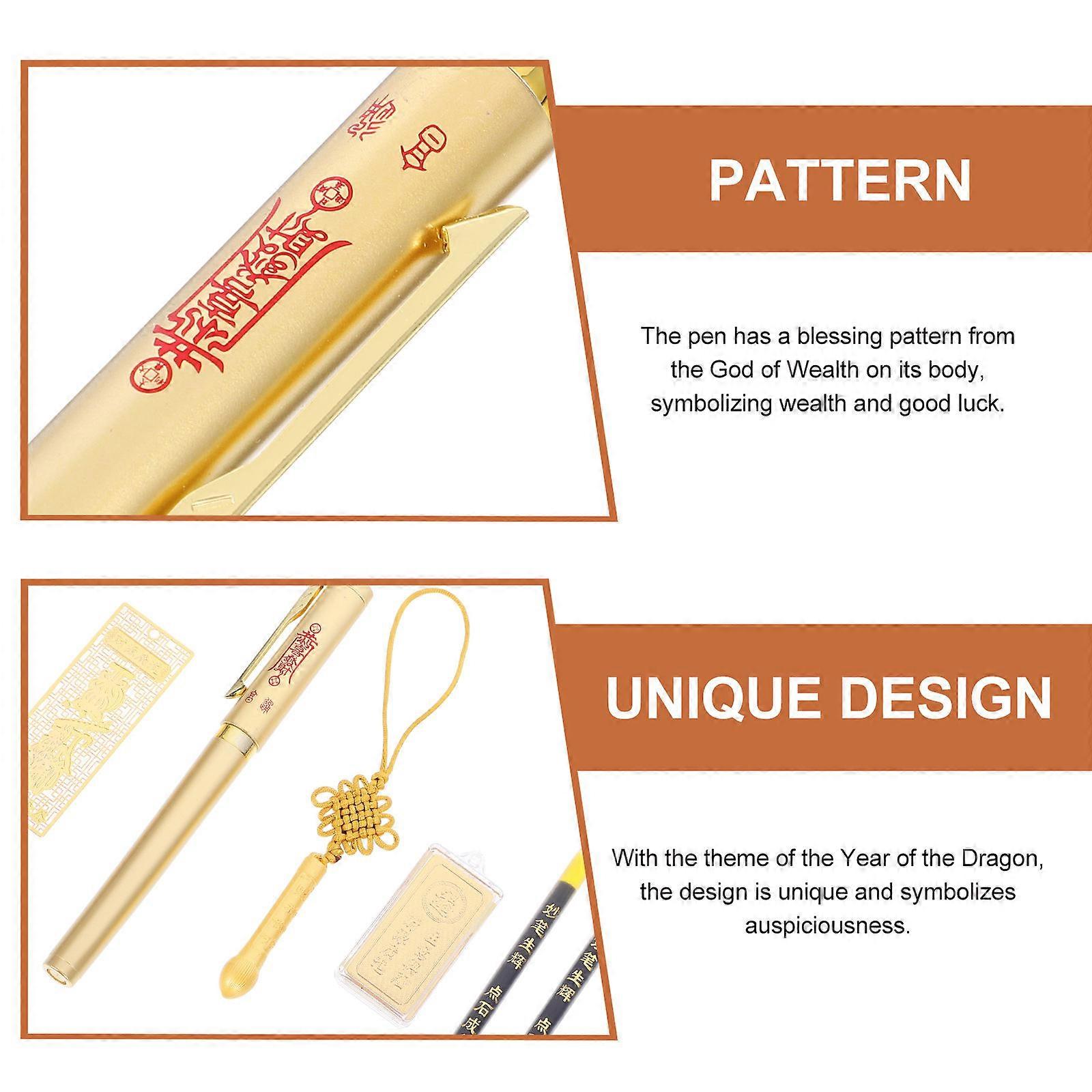 Chinese Themed Portable Writing Pen Gel Pen for Daily Use 2Pcs