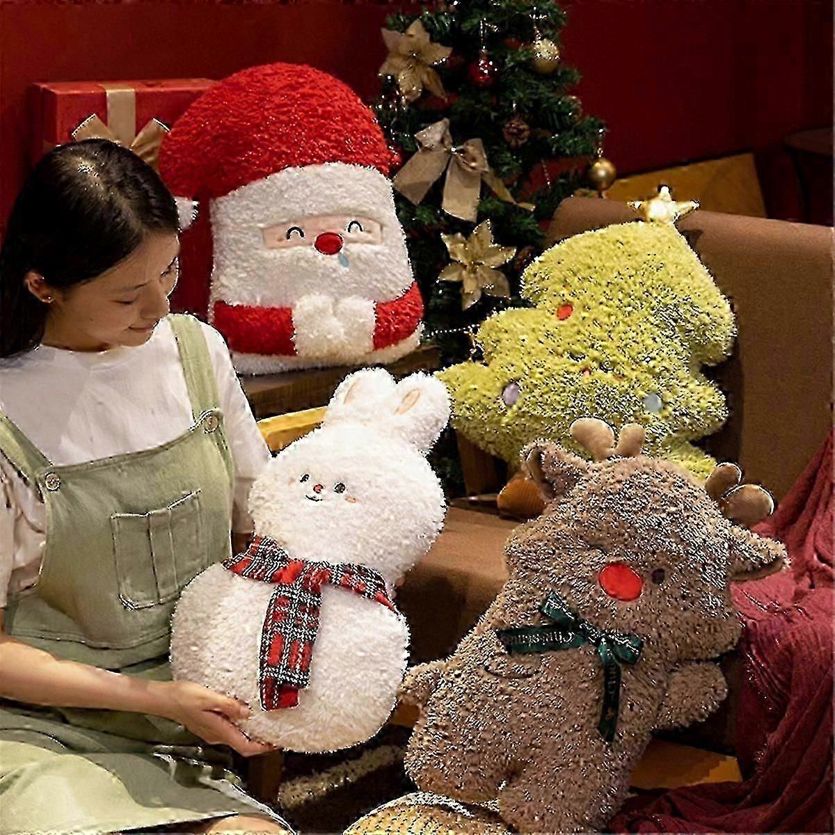Christmas Plush Pillow Soft Cute Stuffed Pillow Home Bedroom Office Sofa Decoration Birthday Holiday Gift A