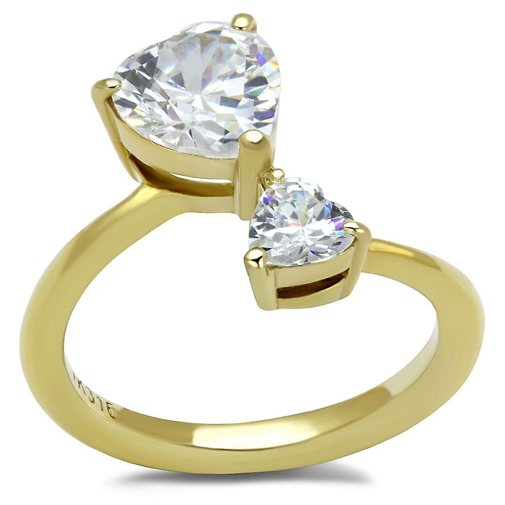 IP Gold(Ion Plating) Stainless Steel Ring with AAA Grade CZ in Clear for Women Style TK3093