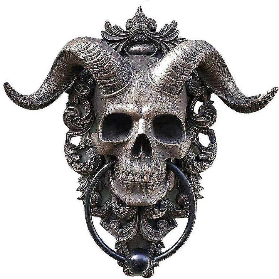 Satanic Devil Skeleton Door Knocker Halloween Outdoor Decor Plaque