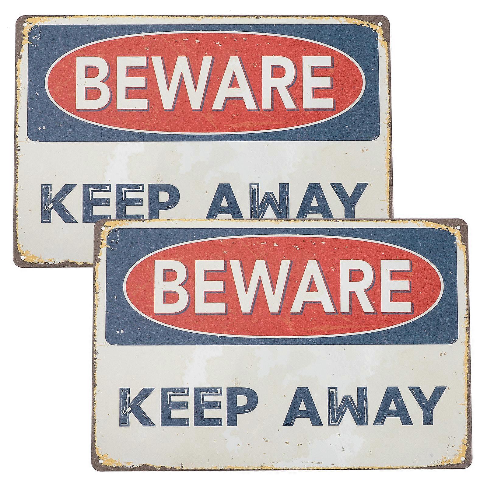2Pcs Outdoor Warning Sign Retro Caution Sign Eye-Catching Assorted Color Iron Usage