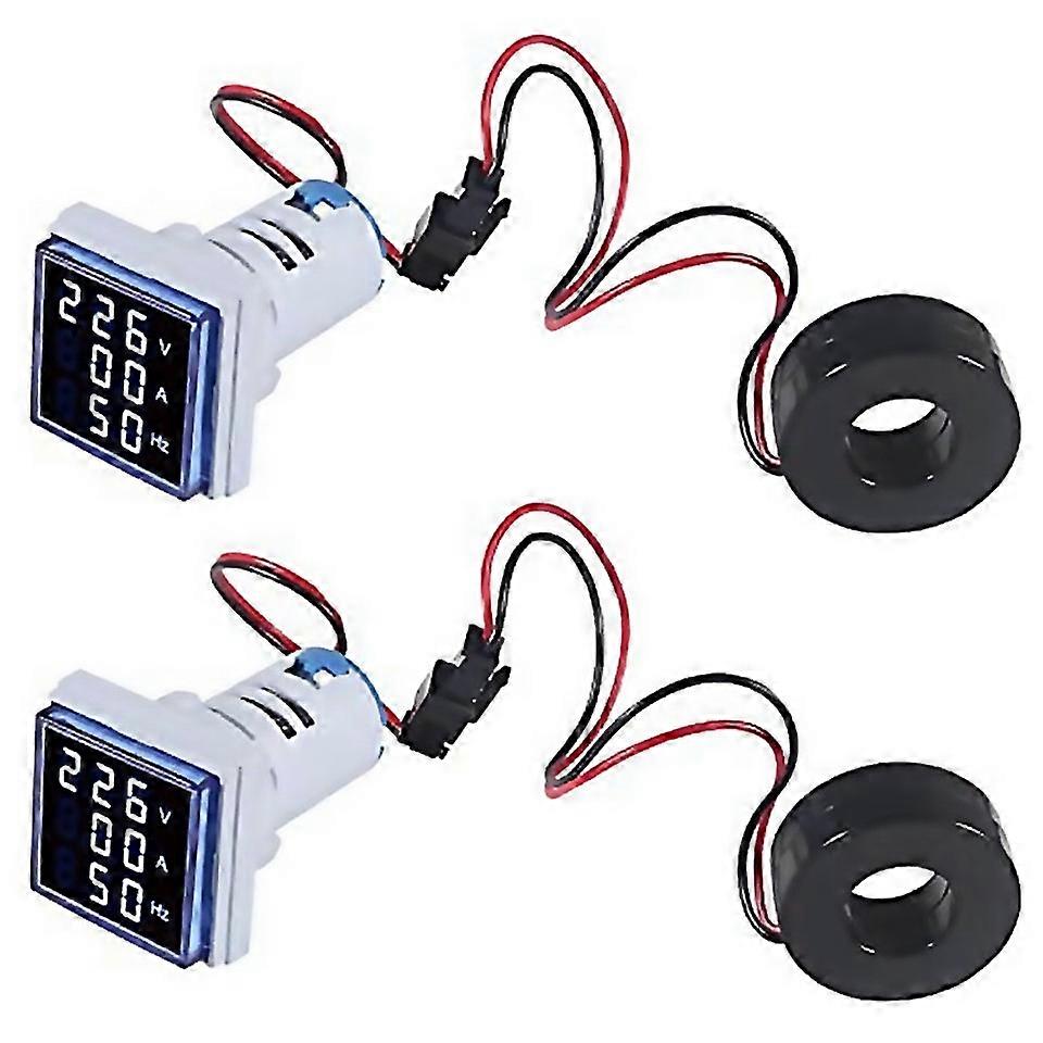 For Current Voltage Hertz Meters Digital 3in1 22mm Voltmeter Ammeter