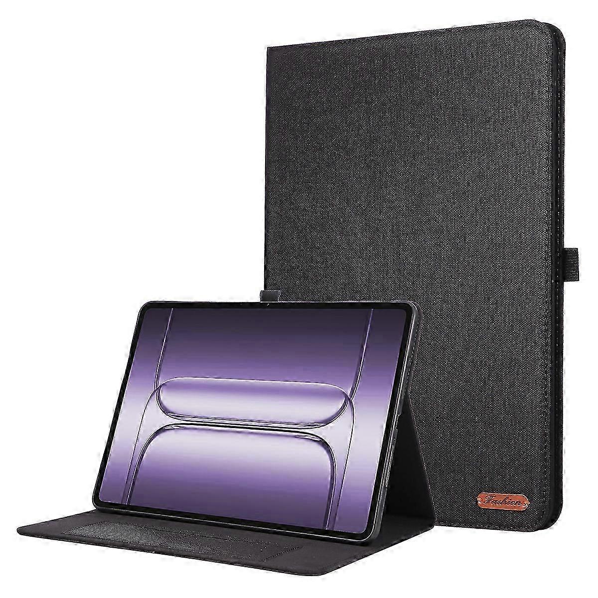TKdaddy For OnePlus Pad 3 ケース スタンド付き カードホルダー クロス テクスチャ レザー タブレット カバー ブラック